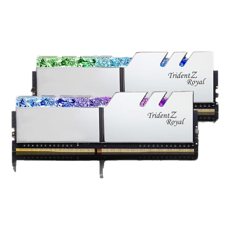 G.SKILL芝奇（G.SKILL）16GB(8Gx2)套装 DDR4 3600频率 台式机内存条-皇家戟RGB灯条(花耀银)