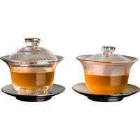 容山堂 cb329 锤目纹玻璃三才盖碗 140ml