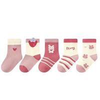 尼多熊女童袜子春秋棉袜女孩无骨袜可爱宝宝袜儿童袜春季婴儿袜子 1-3岁(适合脚长12-14cm)