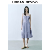 UR2025夏季新款女装度假风拼接蕾丝条纹吊带连衣裙UYY750060