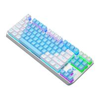 AULA 狼蛛 F3087 双拼版 87键 有线机械键盘 白深蓝 国产茶轴 单光