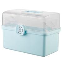 星优医药收纳箱塑料家用药箱多功能药品整理箱 3层 蓝色 1个装  大家庭3层超大药箱25L