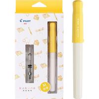 PILOT 百乐 钢笔 kakuno系列 FKA-1SR 淡黄色白杆 M尖 墨囊+吸墨器盒装