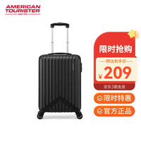 移动端、京东百亿补贴：美旅 条纹设计行李箱轻便耐用拉杆箱大容量密码锁旅行箱20英寸登机箱 黑色TX9 09001 20英寸