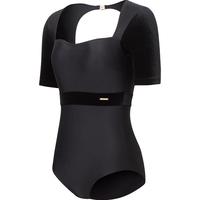 速比涛（Speedo）小黑裙系列礼服前胸设计性感露背温泉 短袖女士连体泳衣 黑色 38
