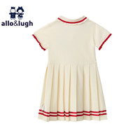 allo&lugh【美术馆】阿路和如夏25年女童甜美网球运动桑蚕丝连衣裙透气好穿 乳白色 130