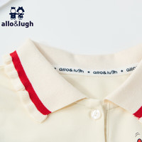allo&lugh【美术馆】阿路和如夏25年女童甜美网球运动桑蚕丝连衣裙透气好穿 乳白色 150
