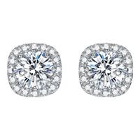 周六福 S925银耳钉 水钻耳坠一对