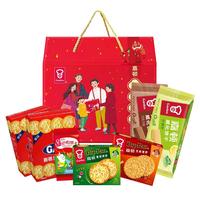 嘉顿 年货大礼包 组合装 饼干威化糖果加拿喜饼年货公司婚庆礼 阖家团圆礼盒1060g