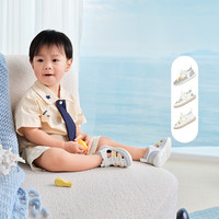 江博士夏季男女童休闲步前鞋 宝宝学步舒适拼色幼幼儿鞋儿童凉鞋 米/绿 20 码 脚长约11.6-12.2