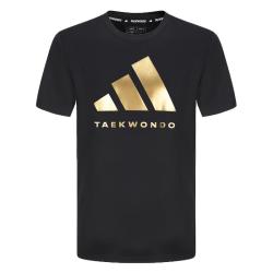 adidas 短袖男2025春夏季休闲运动透气轻薄圆领T恤 黑/金（速干） XL