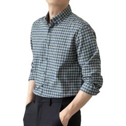 BLACKMONDAY 格子衬衫男士长袖春秋季商务抗皱免烫休闲衬衣