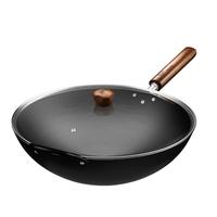 神田家用铁锅老式日本窒化炒锅无涂层物理不粘锅炒菜锅圆底炒锅 铁神MAX 32cm（含玻璃盖） 铁仙系列炒锅 （含玻璃盖） 32cm