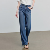 初语修型牛仔｜弹力莱赛尔复古窄版阔腿裤女2025夏季直筒裤子 中蓝色 30