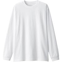 無印良品 MUJI（無印良品 ）男式 水洗粗棉线圆领长袖T恤 男士打底衫男款纯色套头衫 ABA93C4A 白色 S (165/84A)