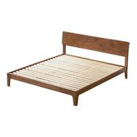 源氏木语实木床北欧家用小户型胡桃色床现代简约卧室双人床 胡桃色低铺床1.8*2m(不含垫)