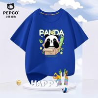 小猪班纳小猪班纳儿童短袖t恤纯棉2025夏男女童通用熊猫印花上衣体恤童装Z 【纯棉短袖】 建议【56-65斤】