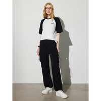 初语撞色插肩袖纯棉T恤女2025年夏季小字母休闲上衣 黑-白-小字母兔子 XL