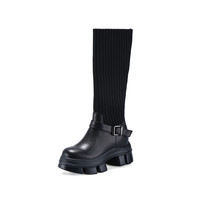 艾今 IIJIN 24秋10.5cm厚底内增高超轻长筒袜靴女YF958ALVB