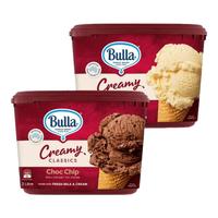Bulla【家庭套组】澳洲雪糕巧克力香草曲奇雪糕巧克力大桶冰淇淋 香草味冰淇淋*1+巧克力冰淇淋*1