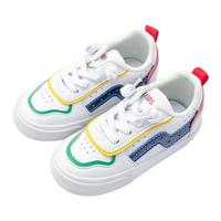 kids.ing【开学季】儿童板鞋皮面软底春秋款运动鞋男女小童休闲小白鞋 流淌的色彩 25 适合脚长14.2-14.9cm 25码 适合脚长14.2-14.9cm