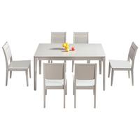 QuanU 全友 126006 简约餐桌椅套装 典雅灰 一桌六椅