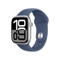 Apple 苹果 Watch Series 10 智能手表 GPS+蜂窝网络款 42mm 银色 丹宁色橡胶表带 S/M