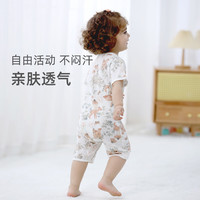 贝婴氏婴儿连体衣夏季薄款宝宝衣服新生儿纯棉空调服睡衣 童话世界 【短袖前开哈衣】 73cm