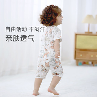 贝婴氏婴儿连体衣夏季薄款宝宝衣服新生儿纯棉新款空调服睡衣  【短袖前开哈衣】
