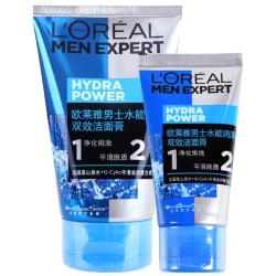 巴黎欧莱雅 男士水能润泽双效洁面膏 100ml+50ml