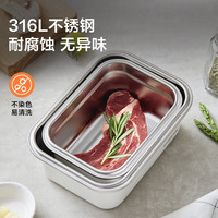 乐扣乐扣不锈钢保鲜盒316L食品密封盒冰箱收纳盒水果便当盒 1000ml-长17.2*宽12.8*高8.8cm 可冷藏冷冻