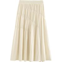 初语A字抽褶弹力半身裙 2025夏季新款皱感肌理淡人穿搭裙子