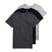 Polo Ralph Lauren 保罗拉夫劳伦 男士 修身吸湿圆领汗衫 3 件装,黑色/灰色组合,Small