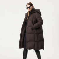 坦博尔冬季羽绒服女长款时尚百搭保暖加厚连帽面包服TBF530836Z 大象咖啡 L (170)