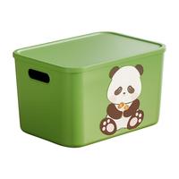稻草熊加厚收纳箱桌面浴室洗手台厨房调料筐篮办公化妆品整理储物置物盒 翠竹绿【欢乐熊】3个装