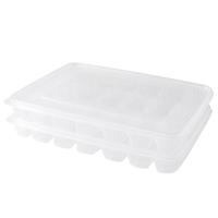 美丽雅饺子盒冰箱收纳盒食品级分格保鲜多功能速冻水饺馄饨盒三层三盖 【三层三盖】21格饺子盒