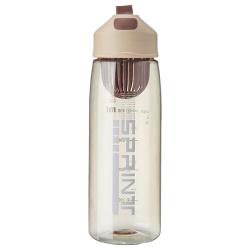 亿嘉 塑料水杯便携随身杯潮流随手杯开学水杯塑料杯咖色550ml