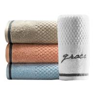 GRACE 洁丽雅 毛巾 4条 34*68cm 80g 红+兰+白+灰