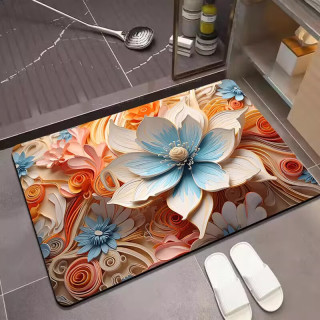 KAYE 浴室地垫  防滑垫 入户门脚垫  淡蓝芙蓉 40X60cm