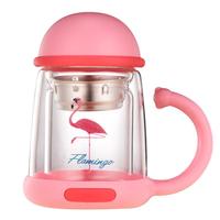 BeddyBear 杯具熊 双层玻璃杯 320ml 火烈鸟