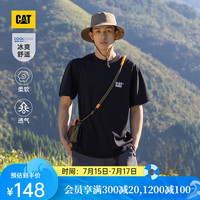 CAT 卡特24春夏男户外舒适Coolmax科技logo印花短袖T恤 黑色 M