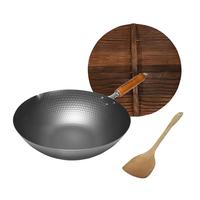 KANDA 神田 炒锅(30cm、无涂层、不粘、精铁、黑色)