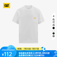 CAT 卡特24夏男士口袋绣花设计短袖T恤 白色 M