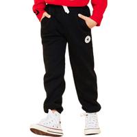 Converse 匡威童装女童保暖加绒长裤秋冬儿童针织休闲运动裤子 正黑色 110 /53 【身高104-110cm】