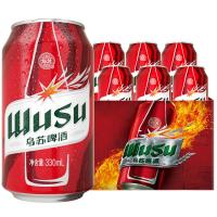 乌苏啤酒 大红乌苏330mL*6罐 塑膜装 烈性啤酒 尝鲜装 京东自营 中秋送礼