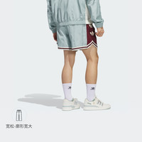 Hoop York City联名款梭织短裤春夏adidas阿迪达斯三叶草 质感绿/暗红/白色 2XL
