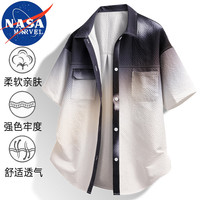 NASA MARVEL短袖衬衫男夏季轻薄透气男士翻领半袖衬衣休闲外套