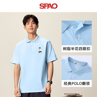 SPAO韩国同款经典小熊男士夏季休闲POLO衫宽松翻领短袖TSPPL25SD07XY 粉#SP象牙熊-贴布绣 L