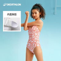 迪卡侬泳衣女款小氯盾温泉泳装2025竞速游泳馆女士游泳衣IVL2 LXL 梦幻橘光