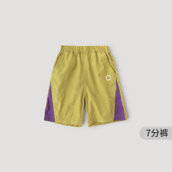 巴厘小猪 男童七分裤夏季薄款儿童休闲裤夏装拼接撞色潮酷帅气短裤宝宝裤子 秋香黄 80